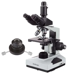 AmScope T490B-DKO-6MBI3 T490 Series Trinocular Darkfield Compound Microscope With 40X-2000X Magnification with 6.3MP USB 3.0 Camera