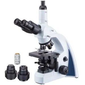AmScope T670QC-PL-DK2-IRIS-20MBI3 T670 Series Trinocular Compound Microscope 40X-2500X Magnification with 3W Koehler and 20MP Back-Lit USB 3.0 Camera