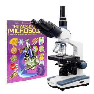 AmScope T120-WM-E5 T120 Series Trinocular Compound Microscope 40X-1000X Magnification with LED, Siedentopf Head, Book and 5MP Digital Eyepiece