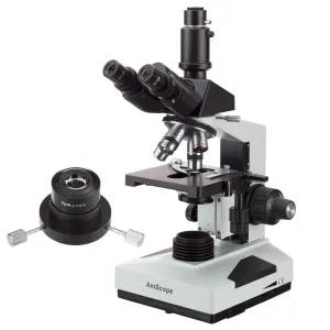 AmScope T490B-DK-3MBI T490 Series Simul-Focal Darkfield Trinocular Compound Microscope 40X-2000X Magnification with 20W Halogen, 3.1MP USB 2.0 Camera