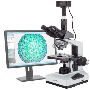AmScope T490A-5MA T490 Series Biological Trinocular Compound Microscope 40X-1600X Magnification with 5MP Camera Win and Mac