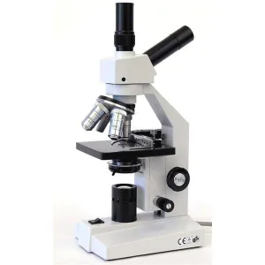 AmScope D120-MS-E5 D120 Series Dual-view Student Monocular Compound Microscope 40X-1000X Magnification w/ Mechanical Stage and 5MP Digital Camera
