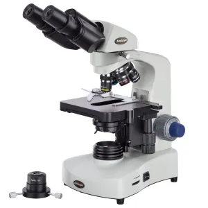 AmScope B340-DK-LED-E B340 Series Darkfield Binocular Compound Microscope 40X-1000X Magnification w/ 3W LED, 1MP Cameraand 3D Mechanical Stage