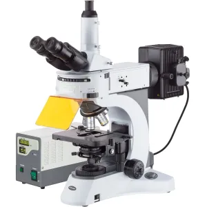 AmScope FM820T-3MBI3 Epi-fluorescence Trinocular Compound Microscope 40X-1000X Magnification w/ 3MP USB 3.0 C-mount Camera