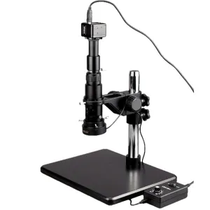 AmScope H800-96S-M H800 Series Zoom Digital Inspection Monocular Stereo Microscope 0.7X-5X on Pillar Stand w/ 1.3MP USB 2.0 C-mount Camera and Light