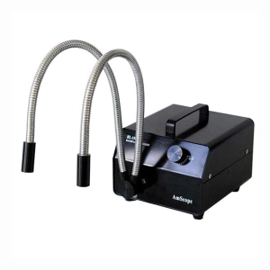 AmScope HL150-BY 150W Dual Gooseneck Fiber-Optic Illuminator (Black)
