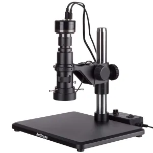 AmScope H800-96S-HC2 H800 Series Zoom Digital Inspection Monocular Stereo Microscope 0.7X-5X on Pillar Stand w/ 1080p HDMI Camera, Ring Light