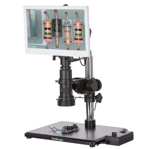AmScope H800-96S-HD1080A-HDM H800 Series Zoom Inspection Digital Microscope 0.7X-5X w/ 1080p 15fps 5MP HDMI + Ring Light and 11.5" Monitor