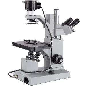 AmScope IN200TC-14M IN200 Series Inverted Biological Trinocular Compound Microscope 40X-1000X Magnification w/ 50W Halogen and 14MP USB 2.0 C-mount Camera