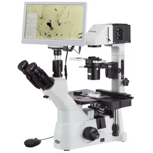 AmScope IN480TC-HD18-HDM IN480 Series Inverted Infinity-corrected Phase-contrast Trinocular Compound Microscope 40X-1500X Magnification with Koehler Illumination and 11.6" 60fps Real-time Imaging system