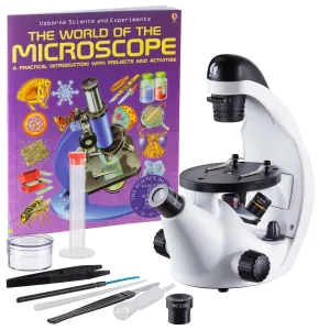AmScope IN50C-WM IQCrew IN50 Science Discovery Series Inverted Compound Microscope 40X-500X Magnification w/ Microscope Book for Students and Kids