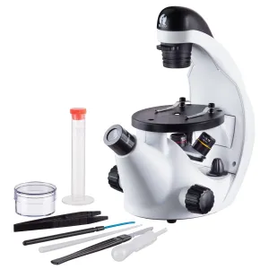 AmScope IN50 IQCrew IN50 Series STEM Science Discovery Inverted Compound Microscope 40X-200X w/ LED Light and Slides Preparation Kit