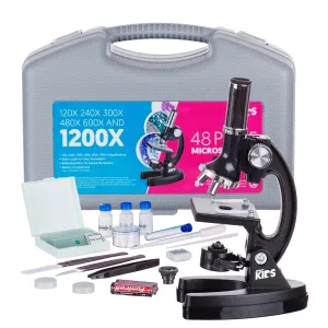 AmScope M30-ABS-KT1 IQCrew M30 Series Kids Educational Compound Microscope 120X-240X-300X-480X-600X-1200X Magnification w/ Metal Arm