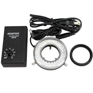 AmScope LED-60 60-LED Microscope Ring Light Illuminator w Adapter and Control Box