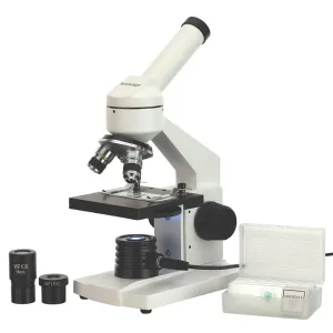 AmScope M102C-PB10 M102 Series Monocular LED Metal Frame Compound Microscope 40X-1000X Magnification with 10pc Slides