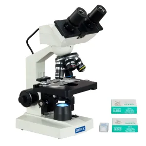 AmScope MD82ES10-SC100 40X-2000X 1.3MP Digital Integrated Microscope w/ LED Illumination + Blank Slides, Tissues