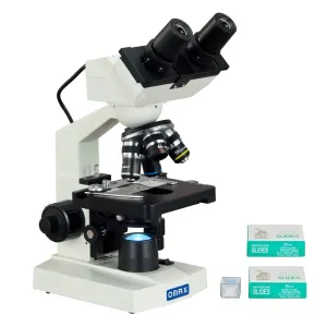 AmScope MD82EZ10-SC100 40X-2500X 1.3MP Digital Integrated Microscope w/ LED Illumination + Blank Slides, Tissues