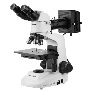 AmScope ME320B-PZ ME320 Series Metallurgical Binocular Compound Microscope 50X-500X Magnification with Polarizing Features
