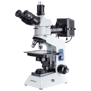 AmScope ME580T-PZ-2L-M ME580 Compact Trinocular Metallurgical Microscope 40X-500X w/ Dual-Illumination & 1.3MP USB 2.0 Camera