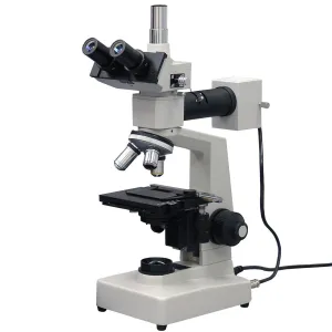 AmScope ME300TZ-2L-9M ME300 Series Metallurgical Trinocular Compound Microscope 40X-1000X Magnification w/ Dual-illumination and 9MP USB 2.0 C-mount Camera