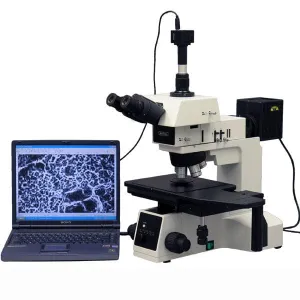 AmScope ME600TZC-5MA ME600 Series Large-format Metallurgical Trinocular Compound Microscope 50X-2500X Magnification with Darkfield and Polarization + 5MP USB Camera