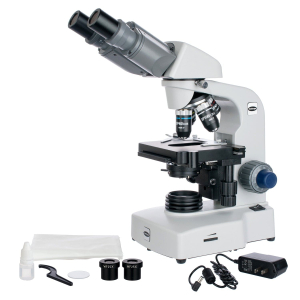 AmScope B450C-SP 40X-2500X LED Semi-Plan Compound Microscope w/ 3D 2-Layer Mechanical Stage