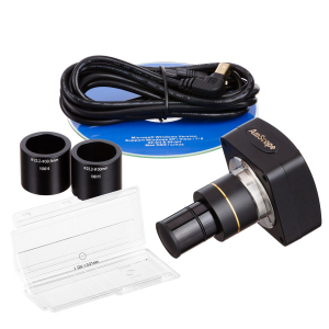 AmScope MU1000-HS 10MP USB 2.0 High-speed Color CMOS C-Mount Microscope Camera with Reduction Lens and Calibration Slide