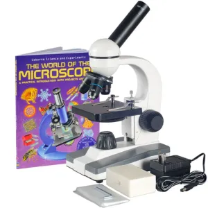 AmScope M148C-PS25-WM M148 Series Biological Science Student Monocular Compound Microscope 40X-1000X Magnification with 25pc Slide Collection and Book