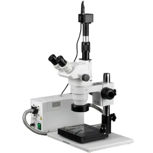 AmScope ZM-1TZ-FOR-GT-M ZM-1 Series Zoom Industrial Inspection Trinocular Stereo Microscope 3.35X-90X Magnification on Pillar Stand w/ 1.3MP Camera