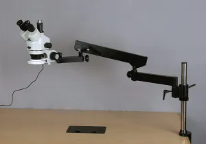 AmScope SM-8TPW2-144S-5M SM-8T Series Trinocular Zoom Simul-Focal Stereo Microscope 3.5X-225X w/ 144-LED Light, Articulating Arm, 5MP Camera