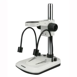 AmScope TS-2G-FR-V331 Stereo Microscope Table Stand With Built In Dual Gooseneck Illuminator and Focusing Rack