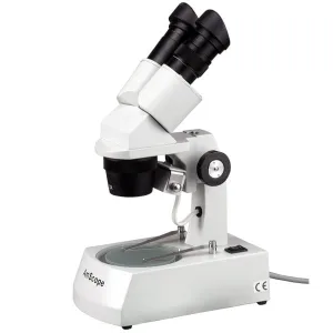AmScope SE306-A SE306 Series Compact Multi-Lens Binocular Stereo Microscope 20X-40X w/ Reverse Angled Head, Metal Track Stand, Top, Bottom Lighting