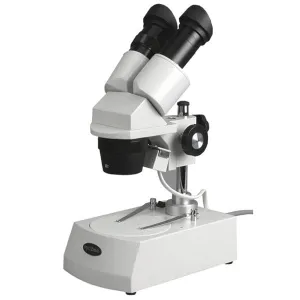 AmScope SE306-PX SE306 Series Compact Multi-Lens Binocular Stereo Microscope 10X-40X w/ Reverse Angled Head, Metal Pillar Stand, Top, Bottom Lighting