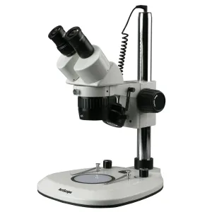 AmScope SW-2B13-6WA-V331 SW-2B Series Super Widefield Stereo Microscope 10X-30X Magnification on Pillar Stand w/ Top, Bottom LED Lights