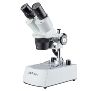 AmScope SE305R-PX-LED-E SE305 Series Compact Multi-Lens Binocular Stereo Microscope 5X-30X w/ Angled Head, Metal Stand, LED Lighting, 1MP Camera
