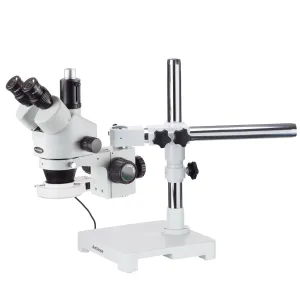 AmScope SM-3TX-54S SM-3T Series Trinocular LED Zoom Stereo Microscope 3.5X-45X Magnification w/ Boom Stand + 54 LED Light