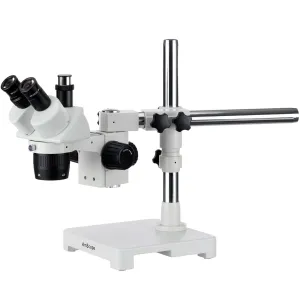 AmScope SW-3T24Z SW-3T Series Trinocular Stereo Microscope 20X-40X-80X Magnification on Single Arm Boom Stand