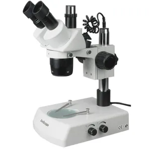 AmScope SW-2T24Z Super Widefield Trinocular Stereo Microscope 20X-40X-80X Magnification on Track Stand w/ Top & Bottom Light