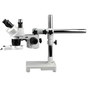 AmScope SW-3T13-FRL Trinocular Stereo Microscope 10X & 30X Magnification on Single-Arm Boom Stand w/ Fluorescent Light