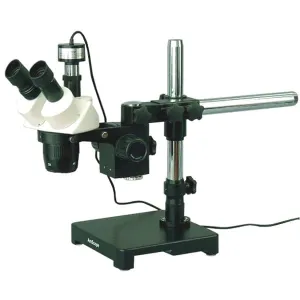 AmScope SW-3T24-MT-B SW-3 Series Trinocular Stereo Microscope 20X, 40X Magnification on Single Arm Boom Stand w/ 1.3MP Digital Camera