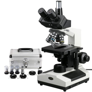 AmScope T390C-PCS-6MBI3 Phase-Contrast Biological Trinocular Compound Microscope 40X-2500X Magnification w/ 20W Halogen, 3D Mechanical Stage and 6.3MP USB 3.0 C-mount Camera