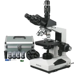 AmScope T490-PCT-2MBI3 T490 Series Phase-Contrast Trinocular Compound Microscope 40X-1000X Magnification with 20W Halogen, 2MP USB 3.0 Camera