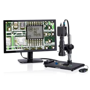 AmScope H800-96S-HD48 H800 Series HDMI Digital Inspection Microscope 0.7X-5X Zoom 4K 8MP + Ring Light
