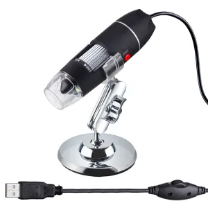AmScope UWT500X003M UWT Series 0.3MP USB Handheld Digital Microscope 50X-500X Magnification on Simple Stand w/ LED Illumination