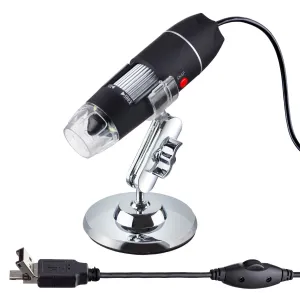 AmScope UWT500X020M UWT Series 0.3MP Handheld Multi-USB Digital Microscope 50X-500X Magnification on Simple Stand w/ LED for PC and Android