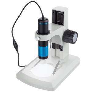 AmScope UTP5100B UTP Series 5.0MP Continuous Parfocal Zoom USB Handheld Digital Microscope 28X-220X Magnification on Track-stand