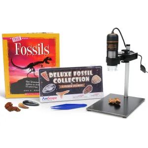 AmScope UTP200-CB-18FOS-FSL-TW UTP Series Kid's 0.3MP USB Handheld Digital Microscope 10X-200X Magnification on Pillar Stand w/ Kit