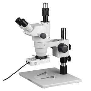 AmScope ZM-1T3-80S ZM-1 Series Ultimate Widefield Zoom Trinocular Stereo Microscope 2X-45X Magnification on Pillar Stand w/ 80-LED Ring Light
