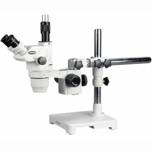 AmScope ZM-3TW3 ZM-3 Series Ultimate Trinocular Zoom Microscope 2X-225X Magnification on Single-Arm Boom Stand