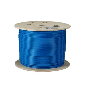Black Box C6ABC50S-STR-BL-1000 CAT6A 650-MHz Stranded Ethernet Bulk Cable - Shielded (S/FTP), CM PVC, PoE, Blue, 1000-ft. (304.8-m) Spool
